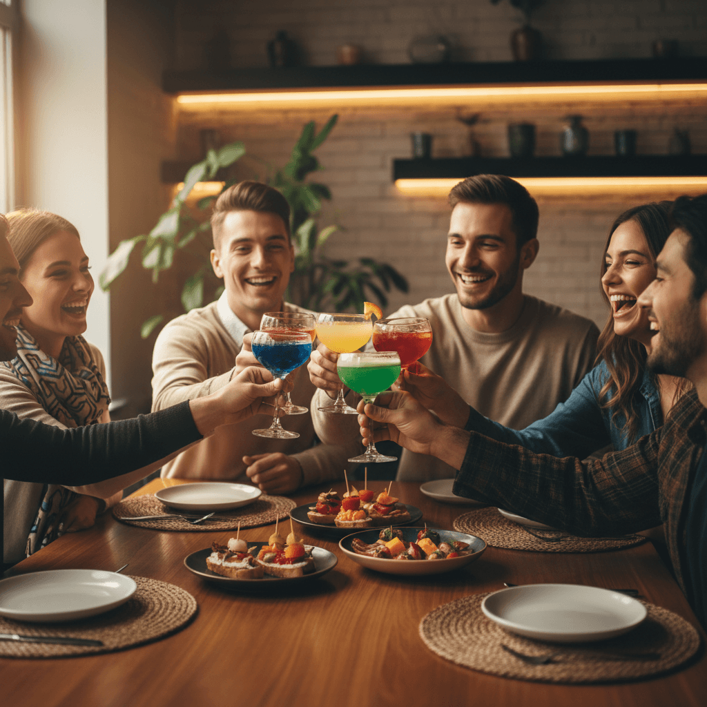 Members toasting with healthy drinks